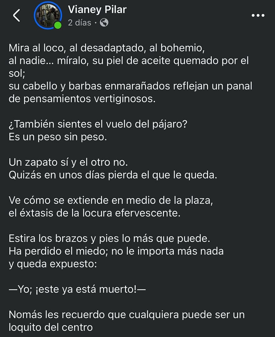 Vianey Pilar y su poema del loco Vianey Pilar y su poema del loco